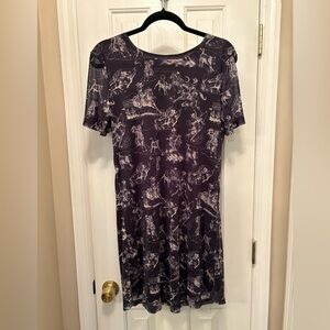 Stylish Black Graphic Mini Dress NWOT